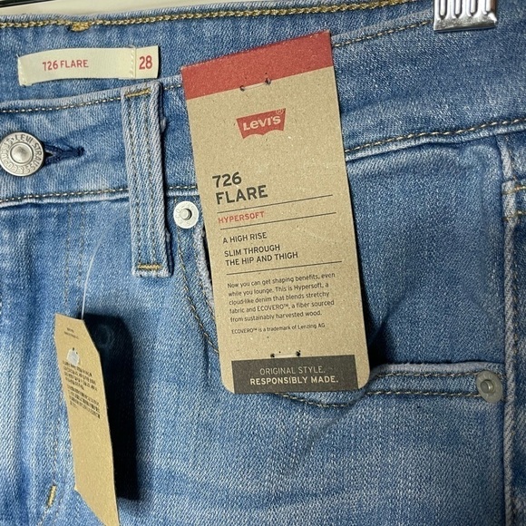 Levi's 726 Hypersoft High-rise Flare Jeans, Size 6 Long - Picture 5 of 10